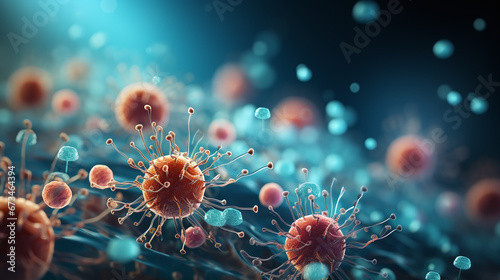 Under the microscope- background macro for scientific medical concept - viruses and bacilli photo