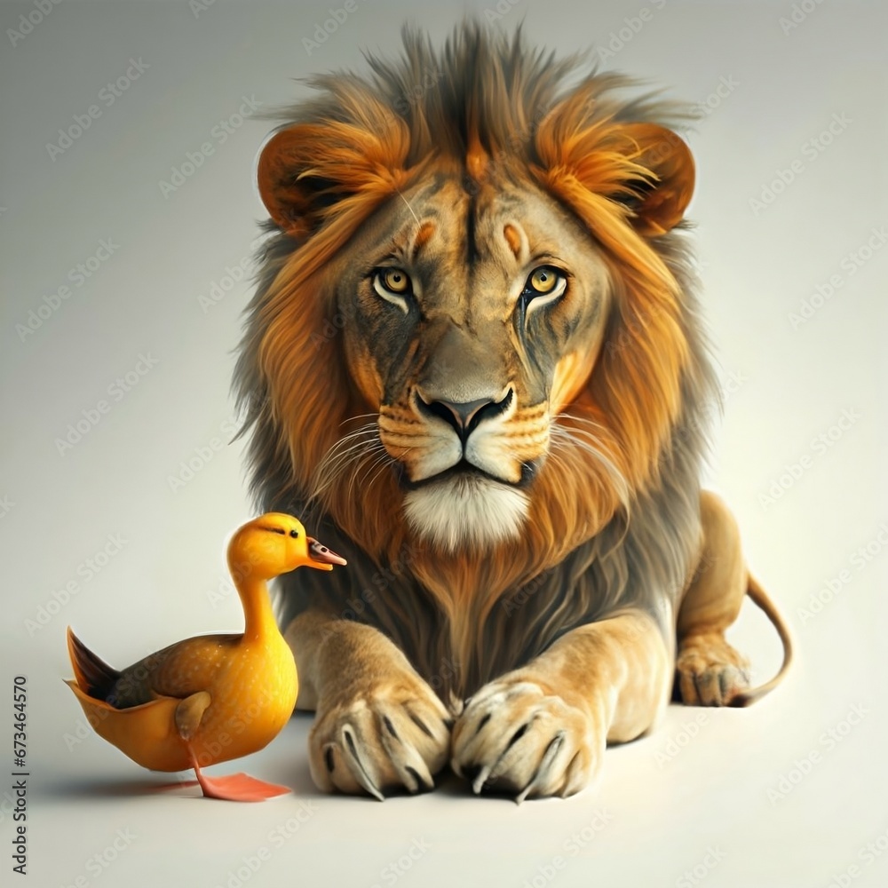 A lion and a duck