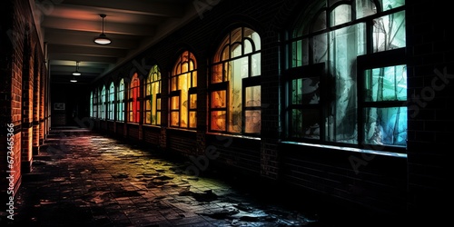 Illustration of a haunted school. 