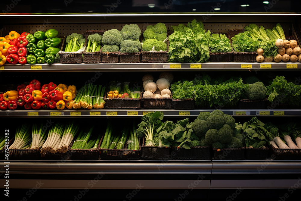 Supermarket Vegetable Rack Full Of Vegetables, Supermarket Vegetable Rack, Supermarket Rack, Supermarket