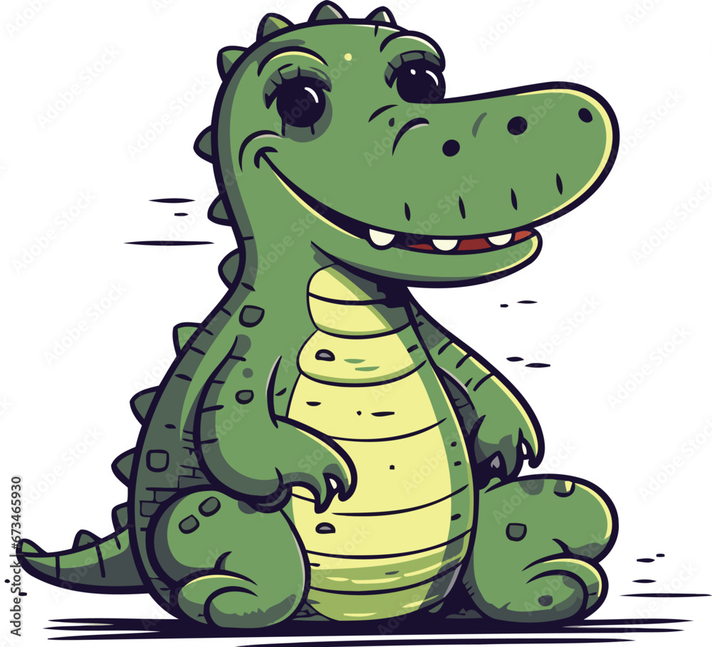 Obraz premium Cute crocodile cartoon vector illustration isolated on a white background.