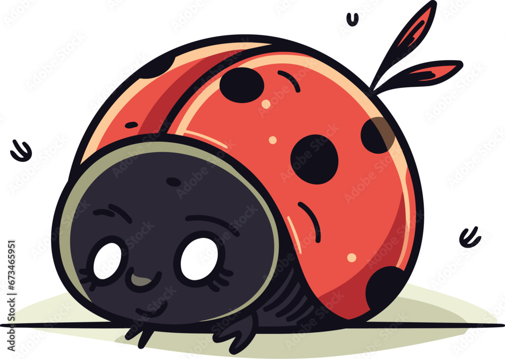 Fototapeta premium Cute ladybug vector illustration. Cute cartoon ladybug.