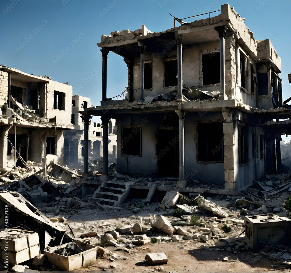 Heartbreaking Tragedy of a War-Ravaged Home in Palestine - Desolation and Loss. generative AI