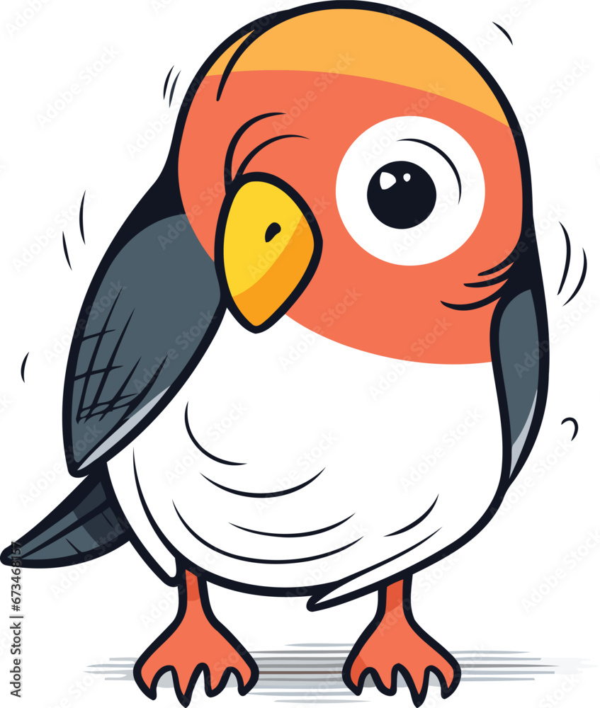 Cute cartoon bird. Vector illustration isolated on a white background.