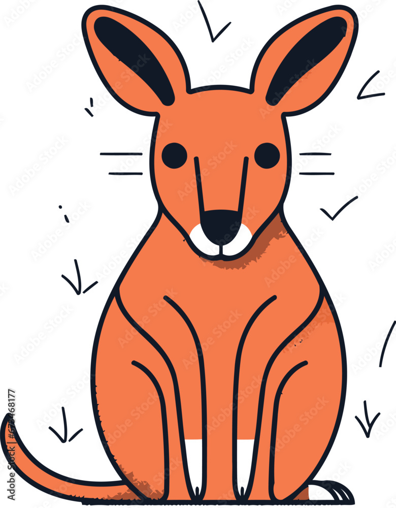 Cute kangaroo. Vector illustration in doodle style. Cute kangaroo. Vector illustration in doodle style.