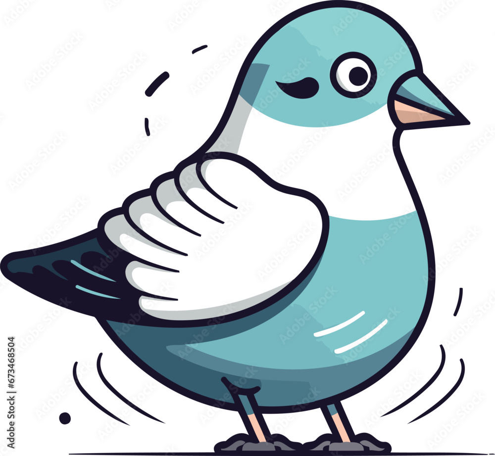 Vector illustration of a cute blue bird. Isolated on white background. Vector illustration of a cute blue bird. Isolated on white background.
