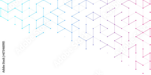 Fototapeta Naklejka Na Ścianę i Meble -  Modern technology illustration with square grid. Technology banner template cubes texture. Digital geometric abstraction with lines and dots