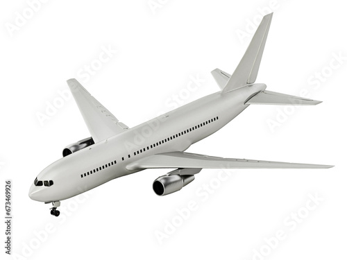 Generic airplane isolated on white background. 3D illustration