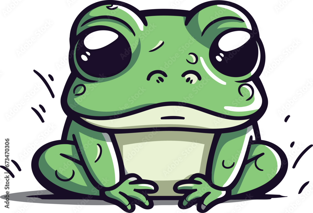 Fototapeta premium Cute cartoon frog isolated on white background. Vector stock illustration.