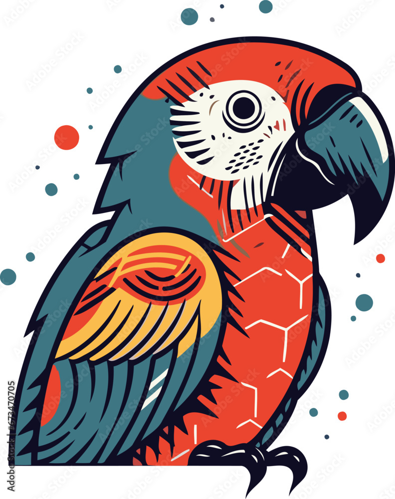 Parrot vector illustration. Hand drawn parrot isolated on white background. Parrot vector illustration. Hand drawn parrot isolated on white background.