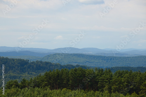 Fototapeta Naklejka Na Ścianę i Meble -  The green landscape of the Polish Bieszczady Mountains