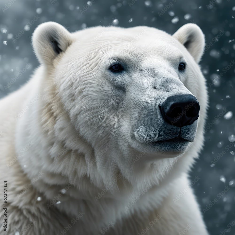 Polar bear, realistic, snow,