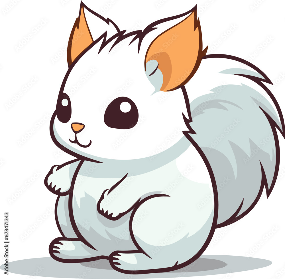 Obraz premium Cute squirrel on white background. Vector illustration. Cartoon style.