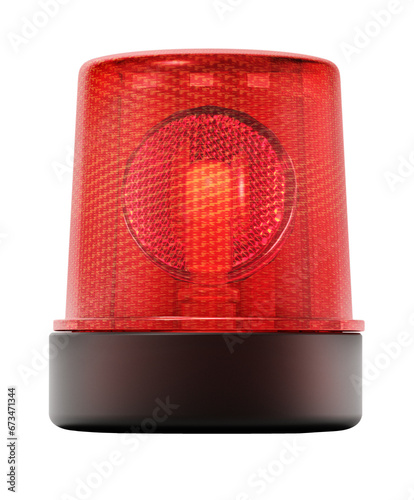 Foto Flashing red alarm light isolated on white background
