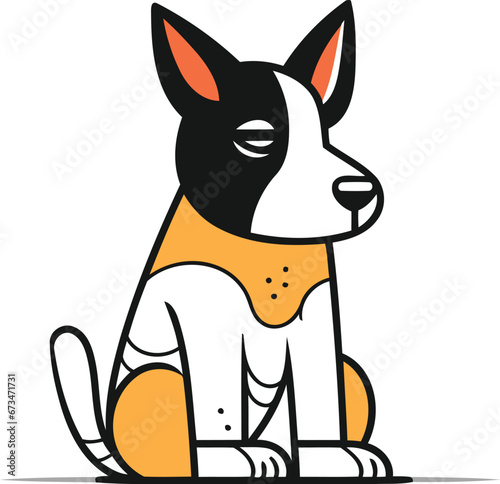 Cute dog sitting on white background. Vector illustration in cartoon style.