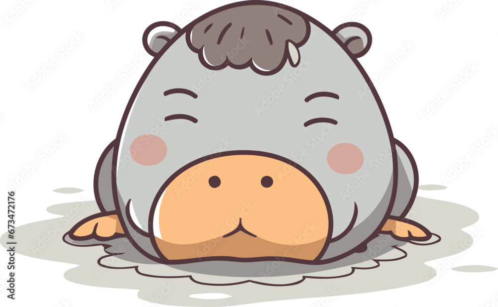 Naklejka premium Hippo cartoon character. Vector illustration. Cute animal.