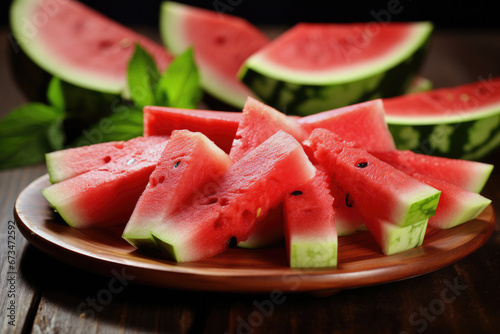 Slices of watermelon on a plate