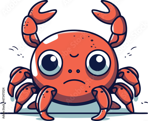 Cute cartoon crab. Vector illustration of a cute red crab.