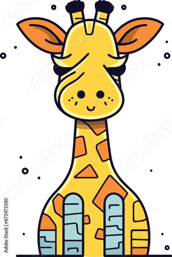 Cute giraffe. Vector illustration in flat style. Isolated on white background.