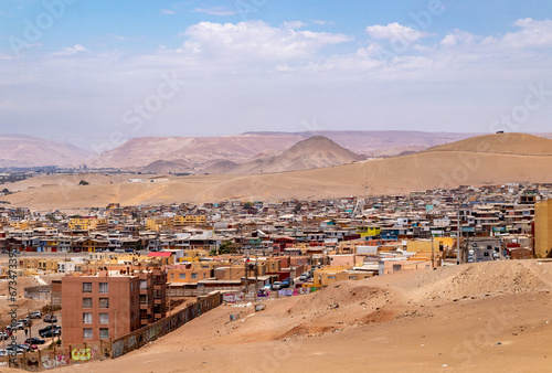 View of Arica city, Azapa valley, Sombrero hill