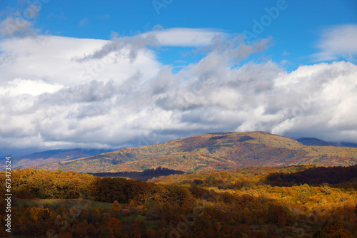 Autumn colours in Apuseni mountains, Occidental Carpathians of Romania, Europe. Warm autumn colours on a sunny day 