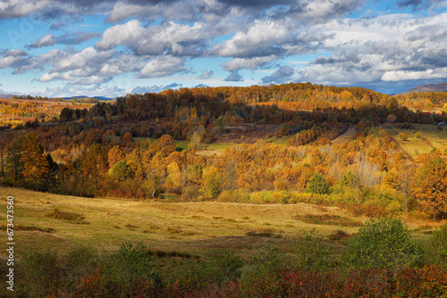 Autumn colours in Apuseni mountains, Occidental Carpathians of Romania, Europe. Warm autumn colours on a sunny day 