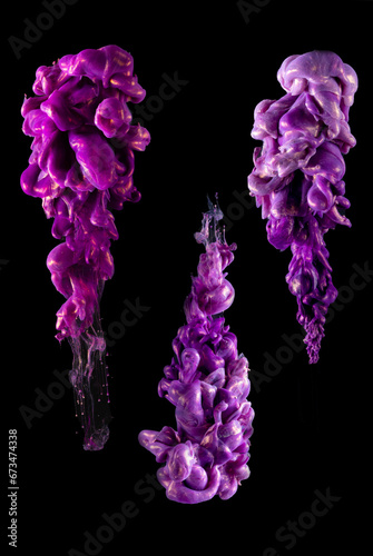vivid bright violet ink clouds under wate