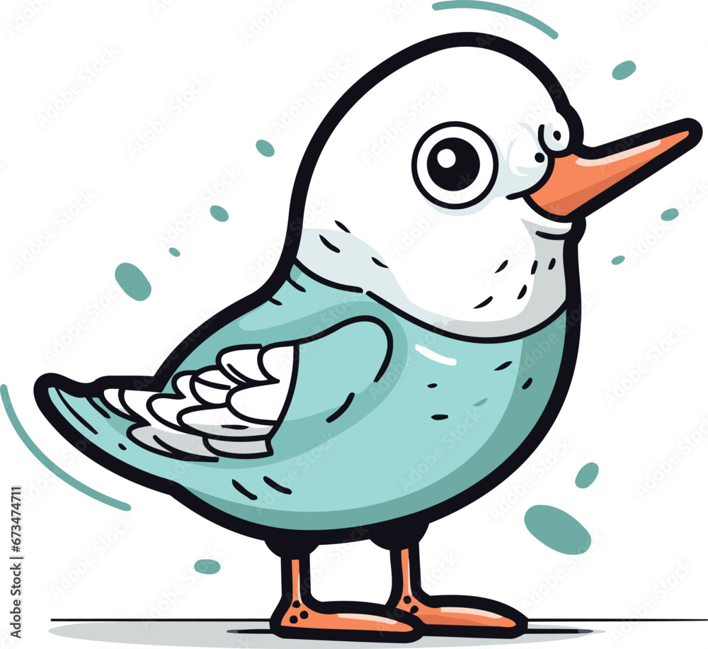 Fototapeta premium Vector illustration of cute cartoon bird. Isolated on white background.