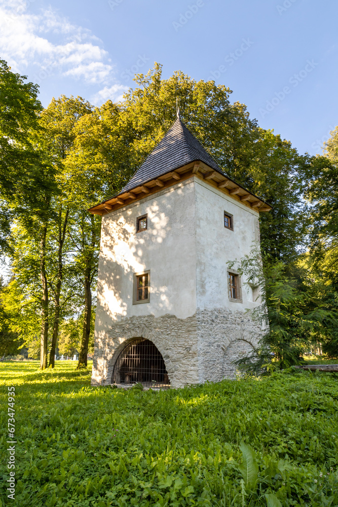 View of Bajciova tower in Dolny Kubin town, Slovakia. 