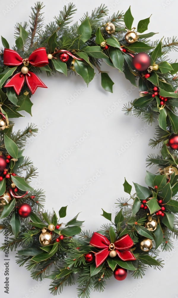 Photo Of Christmas Wreath Intertwined With Jingle Bells And Mistletoe