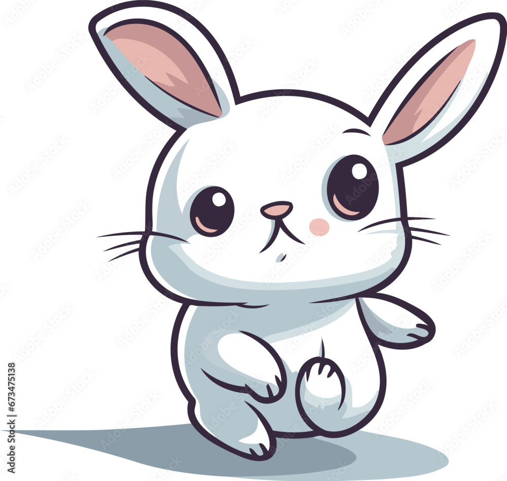 Cute cartoon rabbit isolated on a white background. Vector illustration. Cute cartoon rabbit isolated on a white background. Vector illustration.