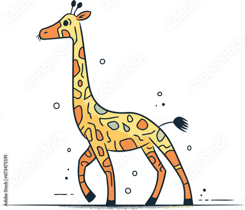 Giraffe. Vector illustration on white background. Flat style.