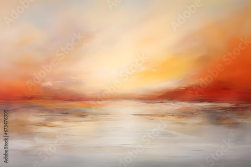 Sunset Reverie in Orange, abstract landscape art, generative ai