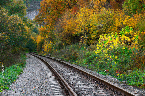 Autumn landscape on Vadu Crisului railway, Occidental Carpathians, Romania, Europe 