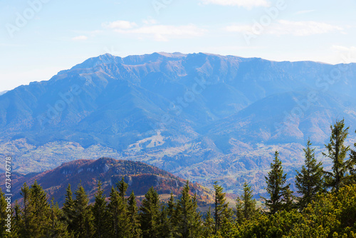 Autumn alpine landscape from Piatra Craiului Mountains  Romania  Europe