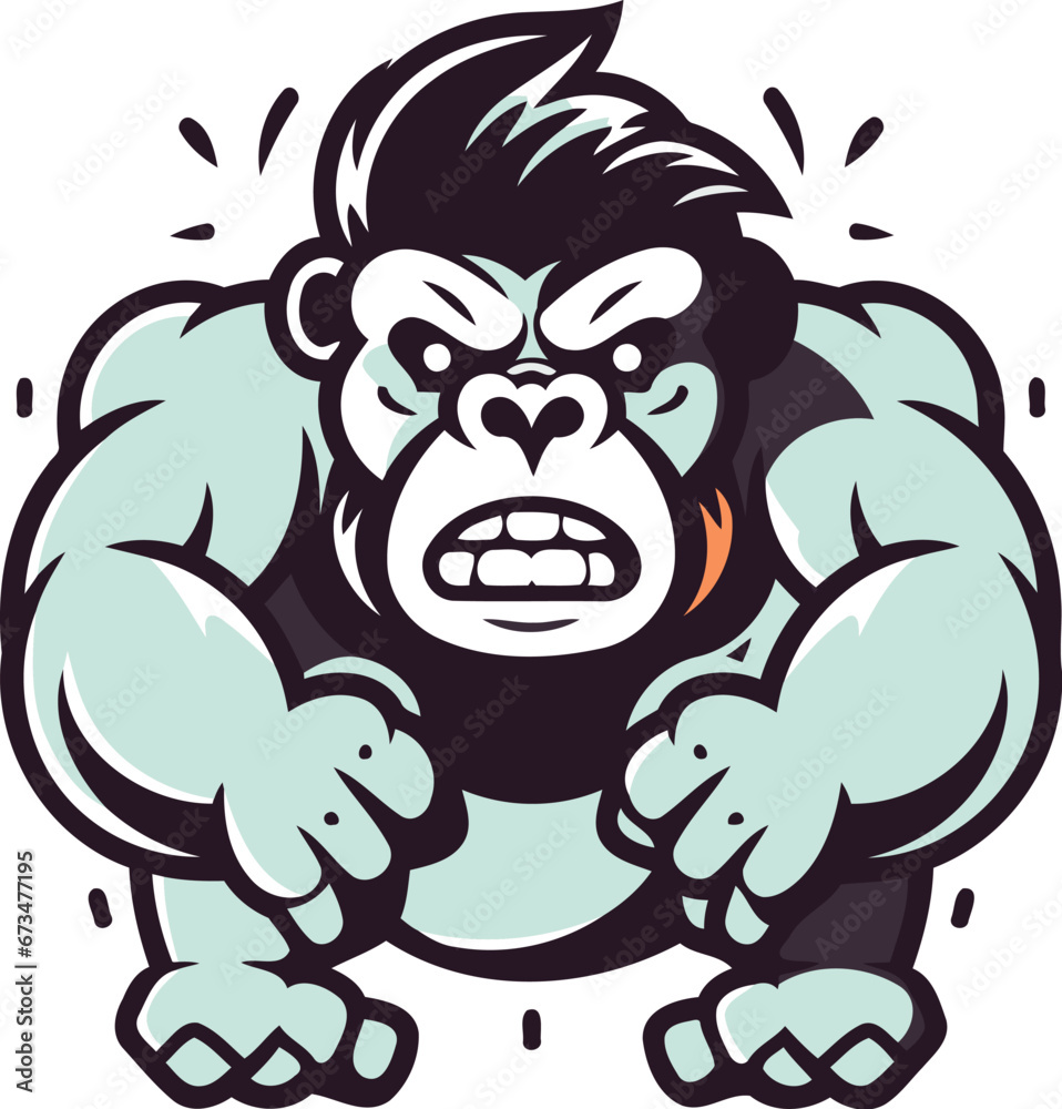 Fototapeta premium Gorilla mascot. Vector illustration for t shirt. poster and other uses.