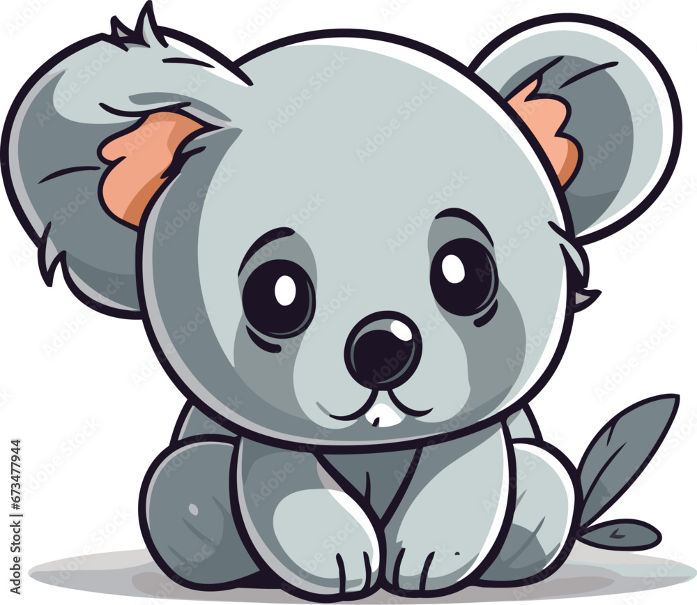 Cute cartoon koala sitting on the ground. Vector illustration. Cute cartoon koala sitting on the ground. Vector illustration.