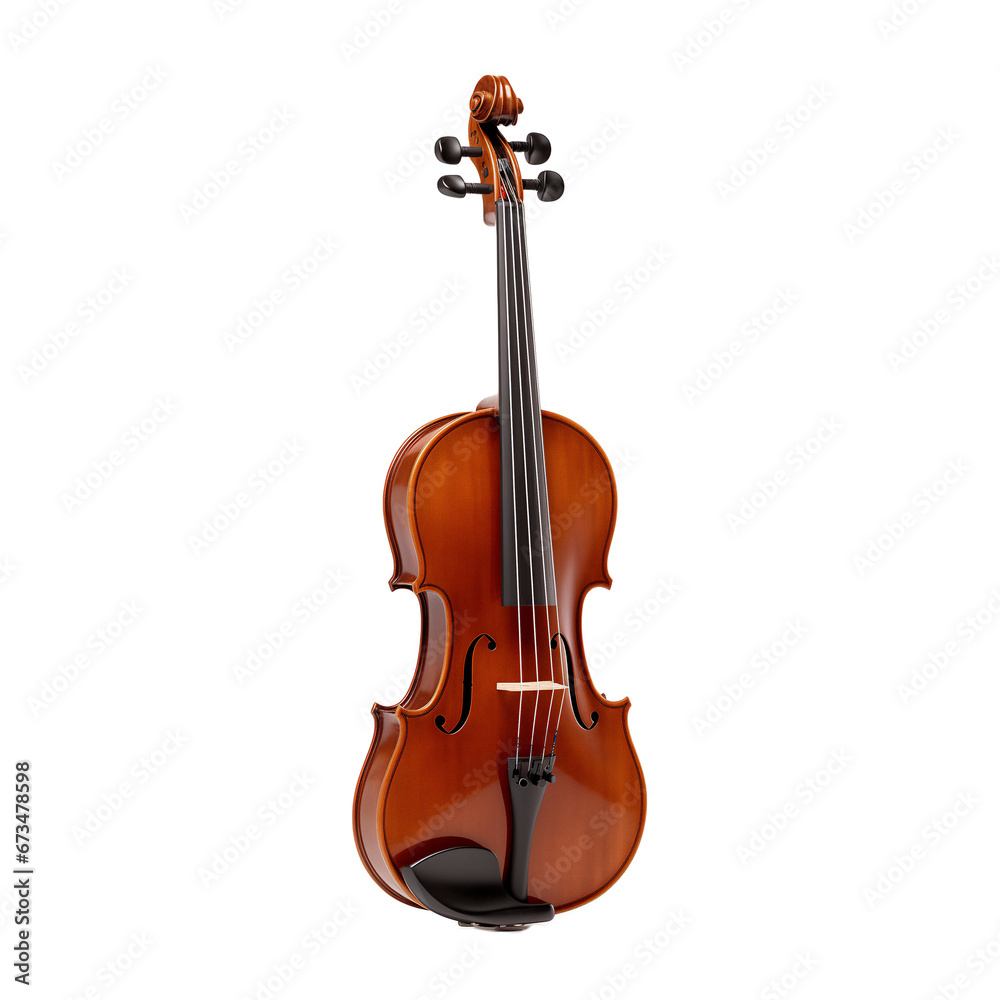 Fototapeta premium Fiddle Violin music instrument, isolated on transparent png. Ai generative.