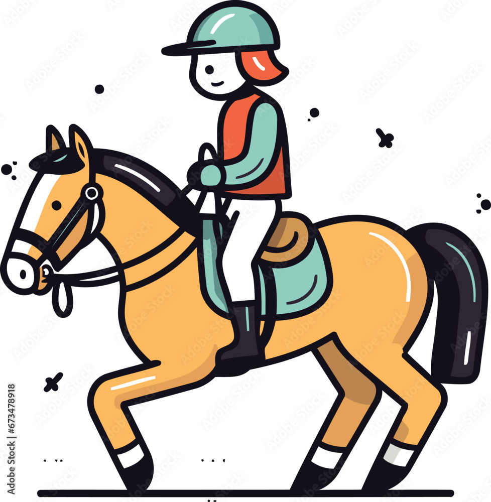 Illustration of a jockey riding a horse. Vector illustration. Illustration of a jockey riding a horse. Vector illustration.