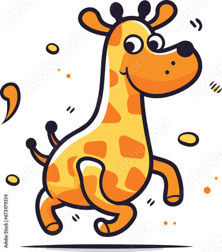 Cute cartoon giraffe jumping. Vector illustration for your design.