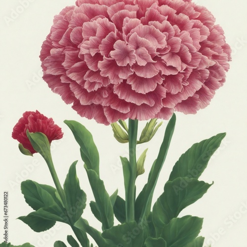 A realistic hand-drawn rendering of Carnation with its petals in full bloom
