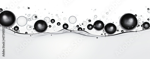 Water drops or oil bubbles, white or black colour. panorama picture.