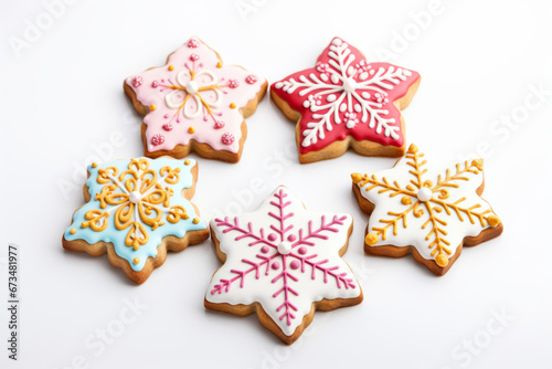 Tasty homemade colorful Christmas cookies. Generative AI