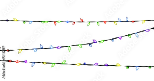 Isolated festive colorful strings of c7 bulb holiday lights