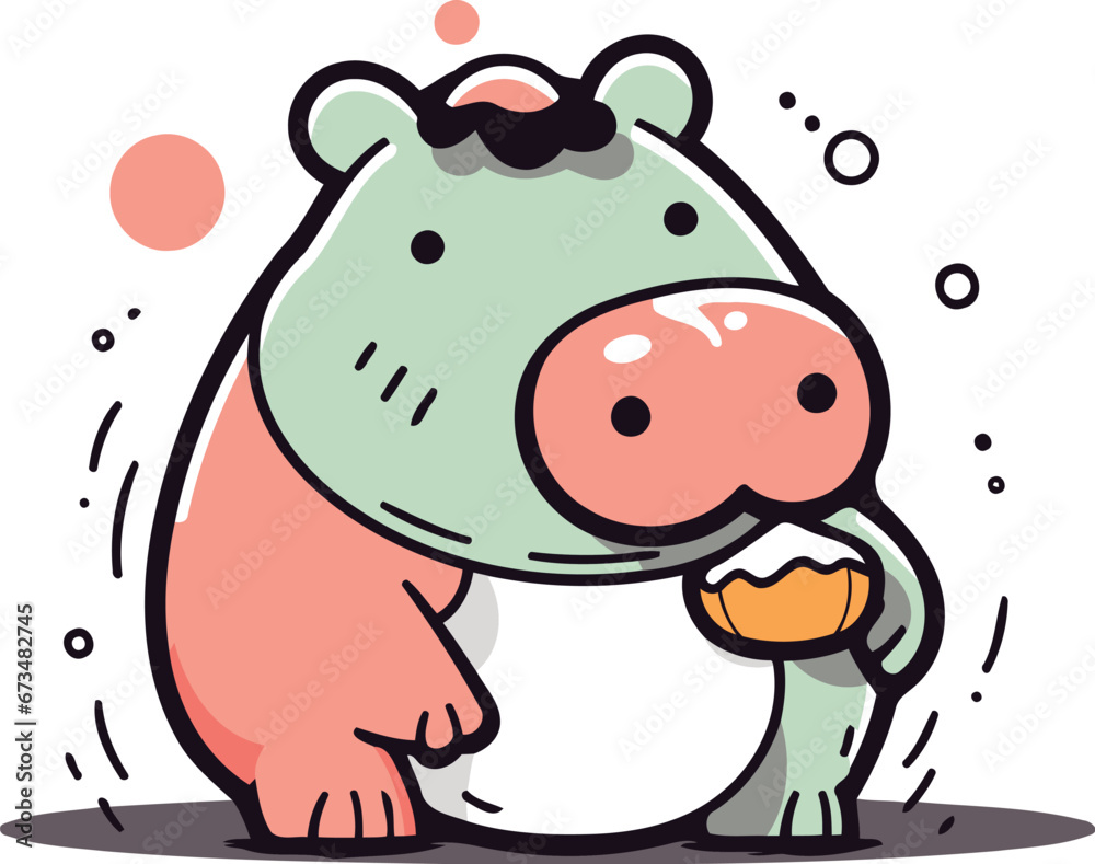 Cute hippopotamus. Vector illustration of a cartoon hippo. Cute hippopotamus. Vector illustration of a cartoon hippo.