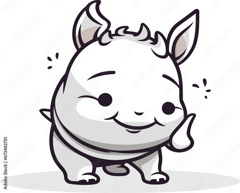 Cute rhinoceros character. Vector illustration in cartoon style Cute rhinoceros character. Vector illustration in cartoon style