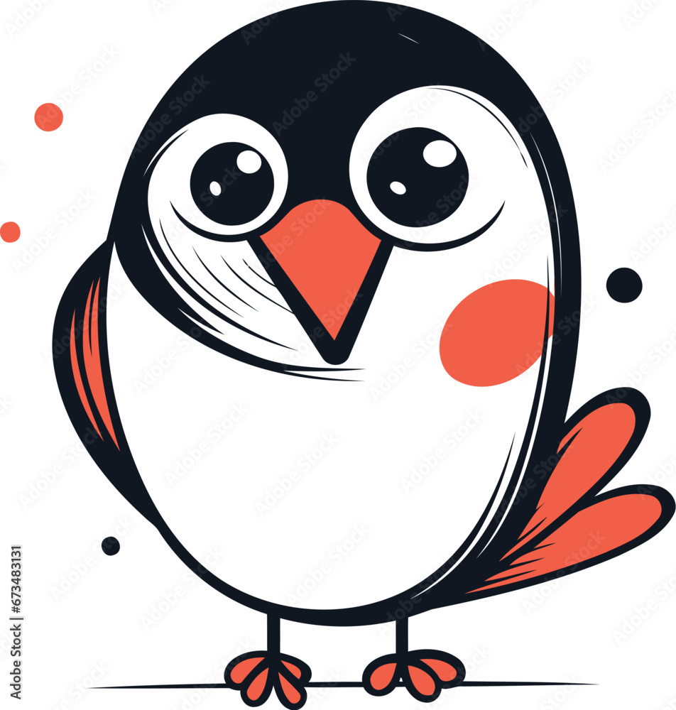 Obraz premium Cute cartoon penguin. Vector illustration isolated on white background.