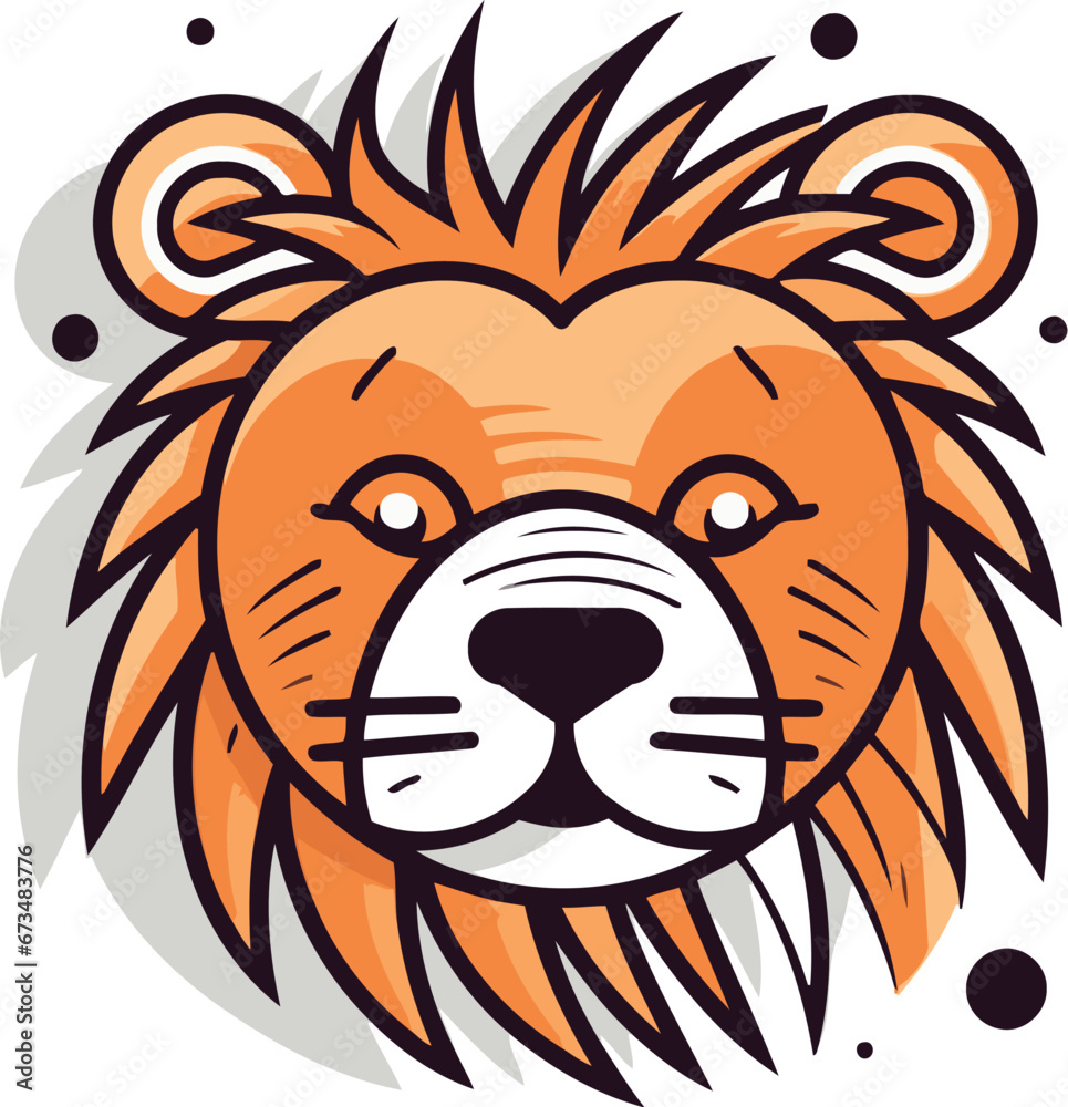 Obraz premium Lion head. Hand drawn vector illustration isolated on white background.