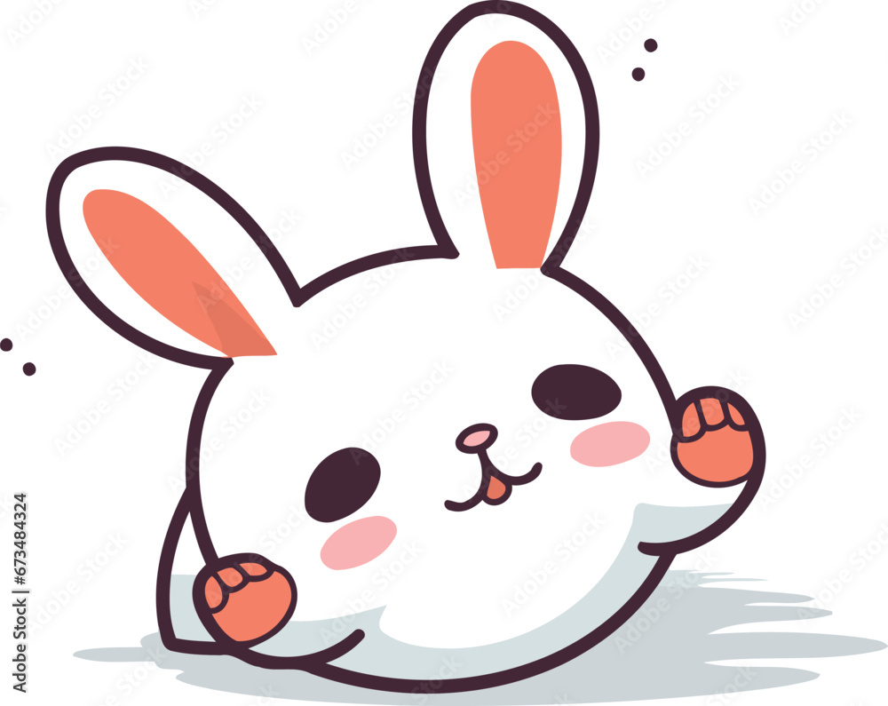 Obraz premium Cute rabbit cartoon character. Vector illustration. Isolated on white background.