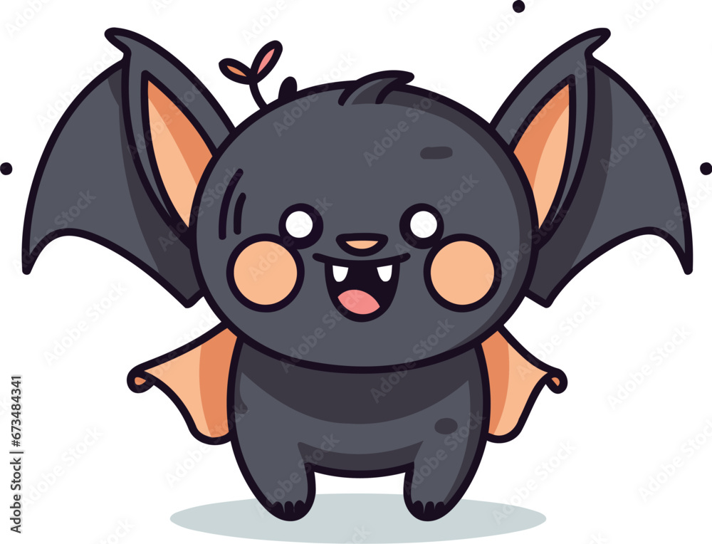 Fototapeta premium Cute cartoon bat. Vector illustration isolated on a white background.